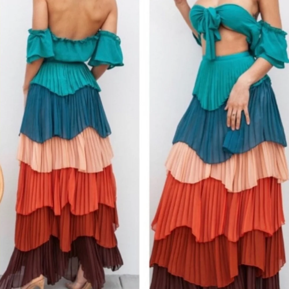 Colorful Multicolored Tiered Skirt - Picture 8 of 8